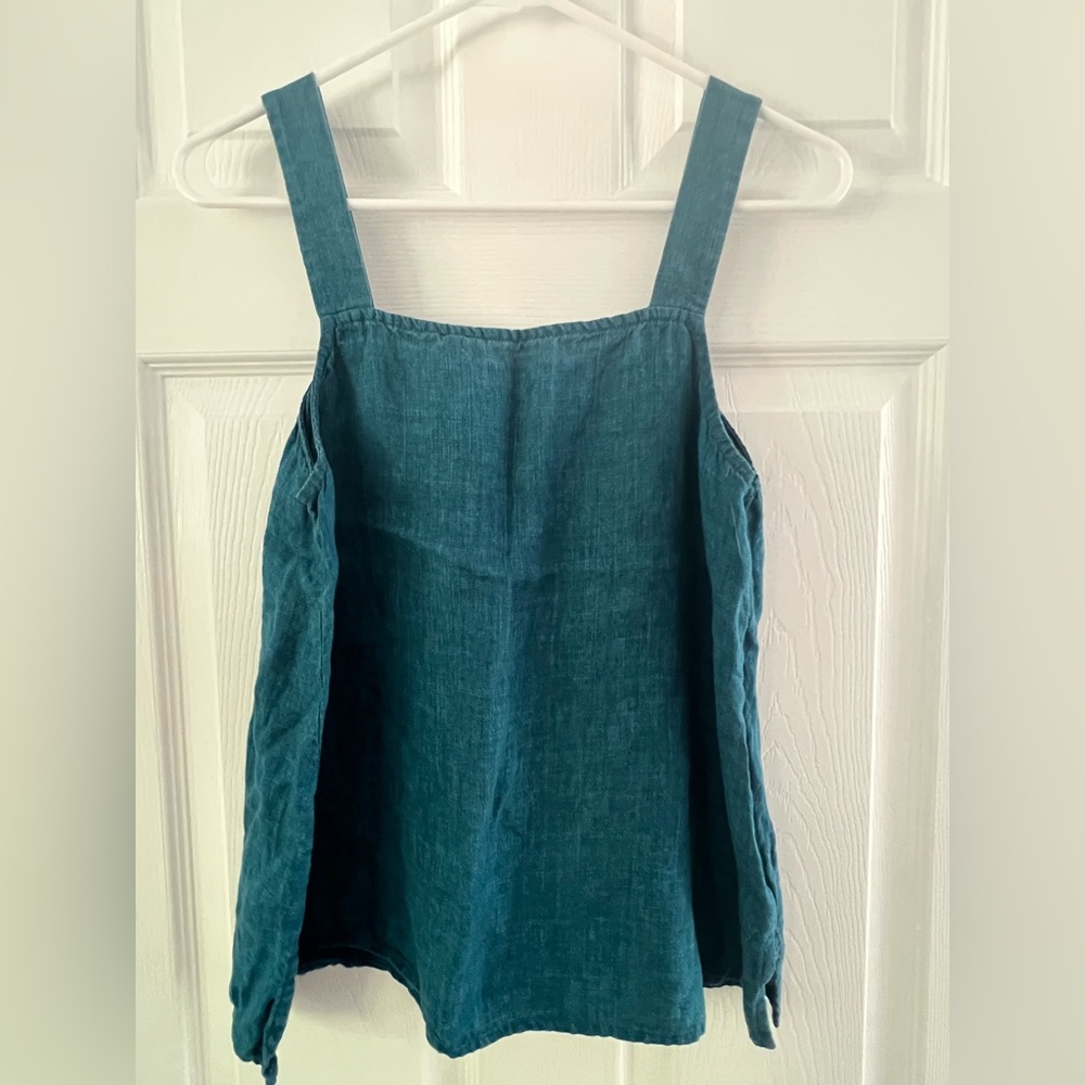 Eileen Fisher linen teal flowy tank Small